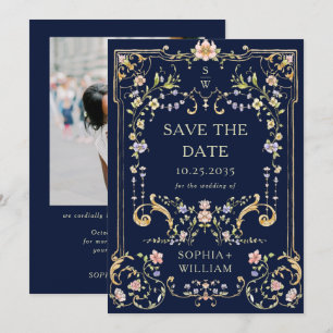 Save The Date Photo Mariage de l'Ornat victorien Grace Floral Fr