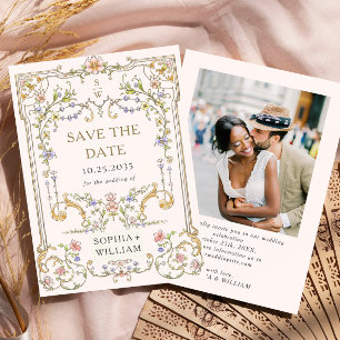 Save The Date Photo Mariage de l'Ornat victorien Grace Floral Fr