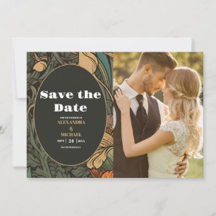 Save The Date Photo Mariage Élégant Art Nouveau Floral