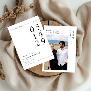 Save The Date Photo Mariage minimaliste moderne noir et blanc