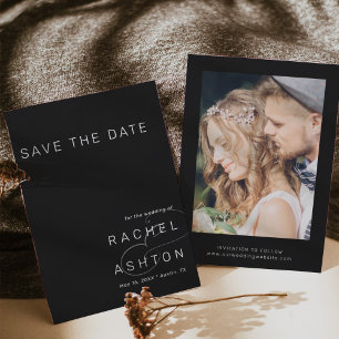 Save The Date Photo Mariage minimaliste simple noir