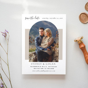 Save The Date Photo Mariage moderne Arch Taupe