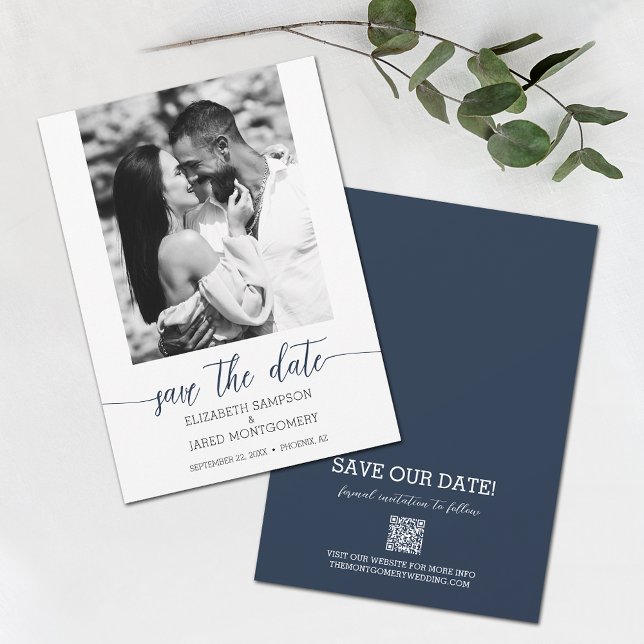 Save The Date Photo Mariage Navy Blue (Créateur téléchargé)