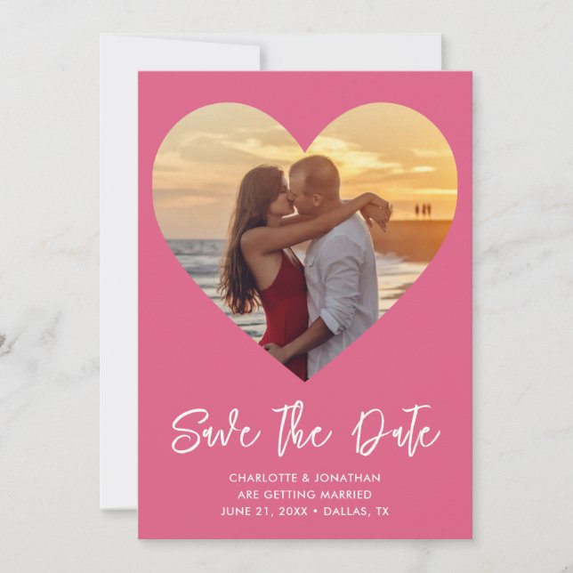 Save The Date Photo Mariage personnalisée de découpe cardiaque (Devant)