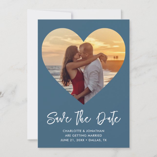 Save The Date Photo Mariage personnalisée de découpe cardiaque (Devant)