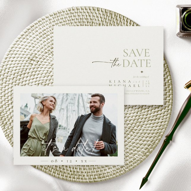 Save The Date Photo Mariage simple et chic Pearl White ID1046 (Créateur téléchargé)
