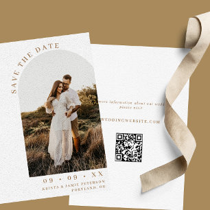 Save The Date Photo minimaliste Arch Code QR Mariage du désert
