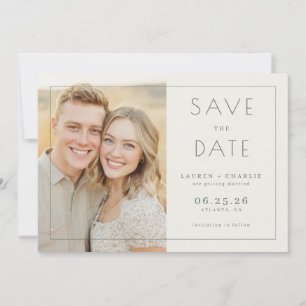 Save The Date Photo minimaliste beige joyeux