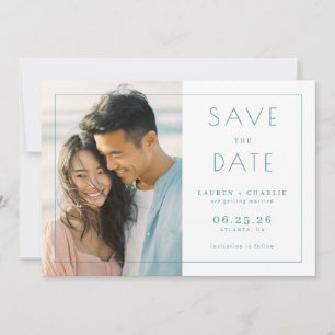 Save The Date Photo minimaliste bleu clair joyeux