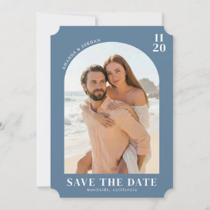 Save The Date Photo minimaliste bleu serein