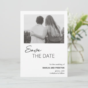 Save The Date Photo minimaliste en noir et blanc Mariage moderne