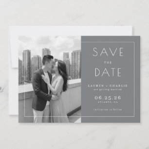 Save The Date Photo minimaliste grise romantique