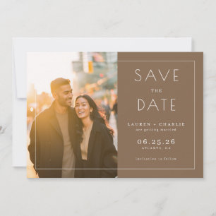 Save The Date Photo minimaliste marron élégant