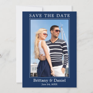 Save The Date Photo minimaliste moderne bleu marine