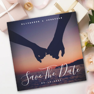 Save The Date Photo minimaliste moderne Boho Navy Mariage bleu