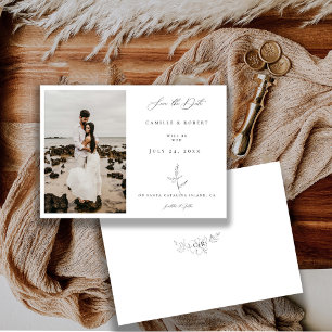 Save The Date Photo minimaliste moderne de calligraphie noir/bla