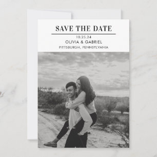 Save The Date Photo minimaliste moderne noir blanc Enregistrer l