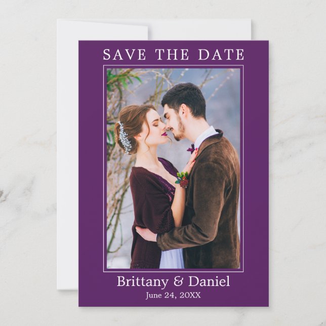 Save The Date Photo minimaliste moderne violet (Devant)