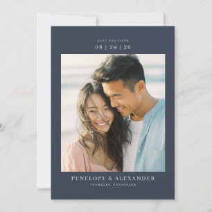 Save The Date Photo Minimaliste Navy Chaud