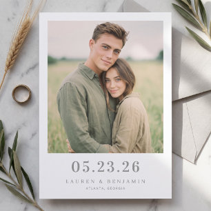 Save The Date Photo Minimaliste Romantique et Terrien