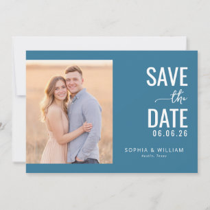 Save The Date Photo minimaliste sarcelle romantique