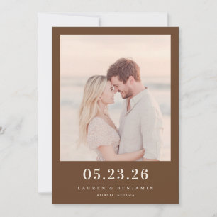 Save The Date Photo minimaliste sépia chaud
