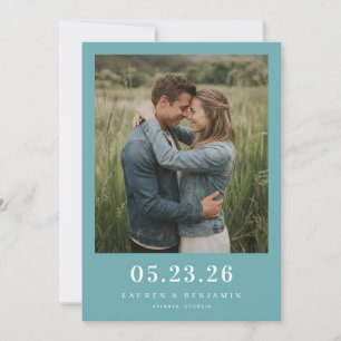 Save The Date Photo Minimaliste Serein Turquoise