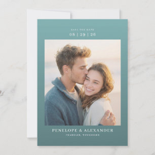Save The Date Photo minimaliste teal romantique
