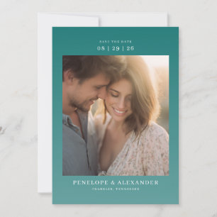 Save The Date Photo minimaliste teal romantique