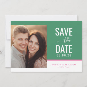 Save The Date Photo Minimaliste Vert Joyeux