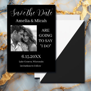 Save The Date Photo minimiliste Mariage noir et blanc