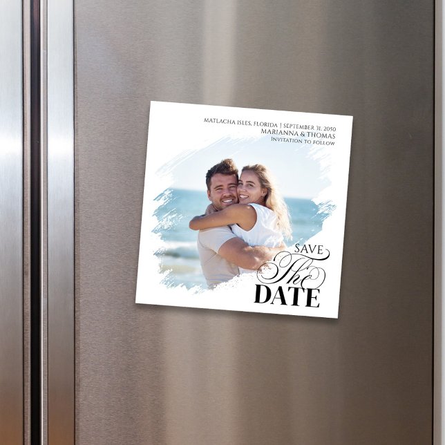 Save the Date Photo Modern Wedding Magnetic (Wedding Save the date photo magnet)