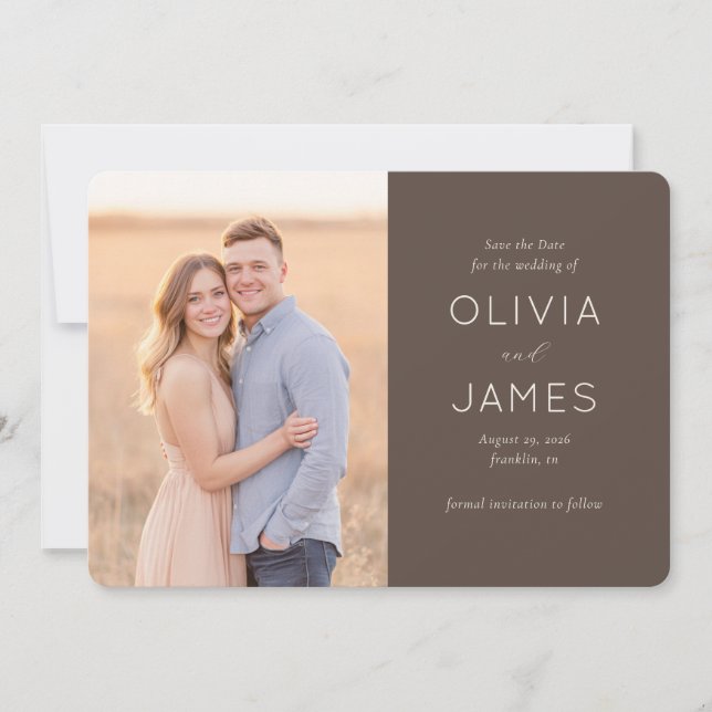 Save The Date Photo Moderne Beige Romantique (Devant)