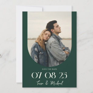 Save The Date Photo moderne Boho Arch Mariage vert Emerald