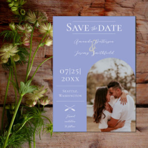 Save The Date Photo moderne Boho Arch Périwinkle