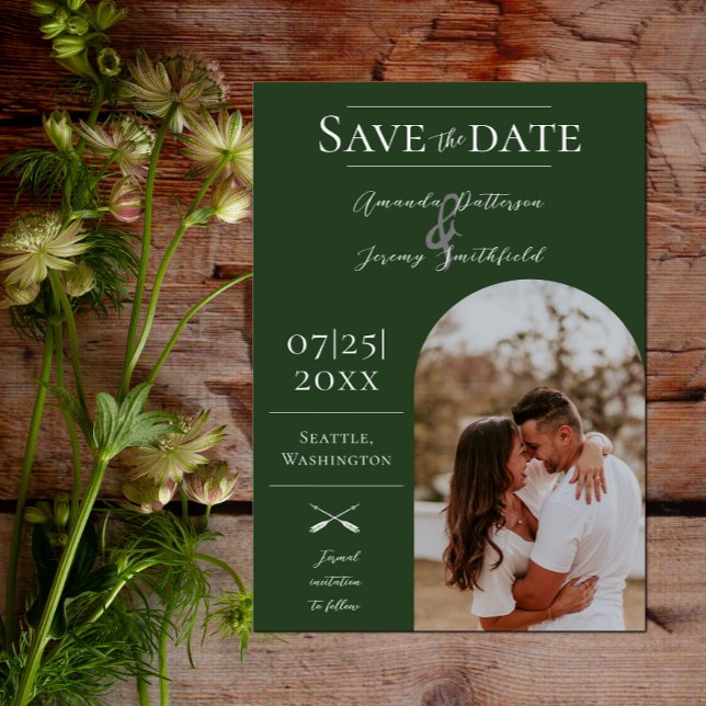 Save The Date Photo moderne Boho Arch | Vert émeraude (Modern Arch Photo Save the Date - Emerald Green)