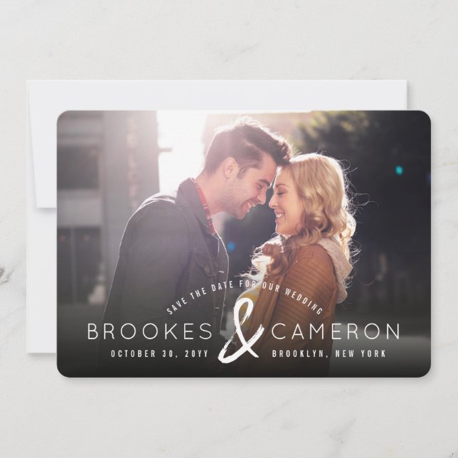 Save The Date Photo Moderne Brossé Ampersand Enregistrer La Date (Devant)