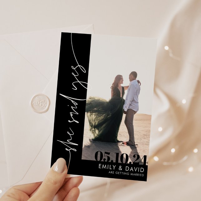 Save The Date Photo moderne chic noir et blanc (Créateur téléchargé)