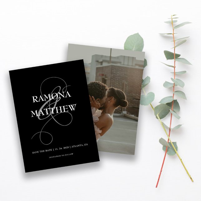 Save The Date Photo moderne d'une personnalité noire et blanche (Créateur téléchargé)