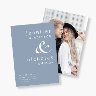 Save The Date Photo moderne Dusty Blue Ampersand