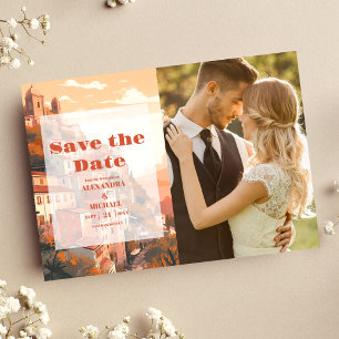 Save The Date Photo Moderne Élégant Italie Destination Mariage