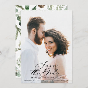 Save The Date Photo moderne élégant script aquarelle botanique