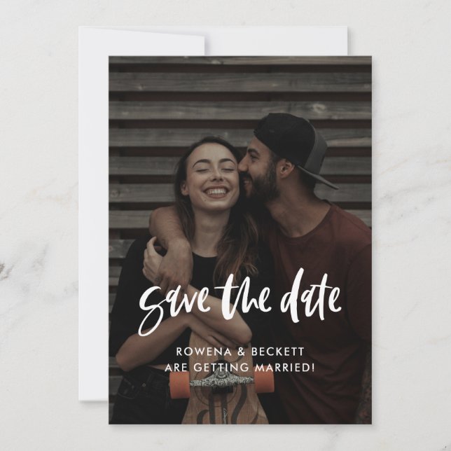Save The Date Photo moderne élégante en brique brûlée (Devant)