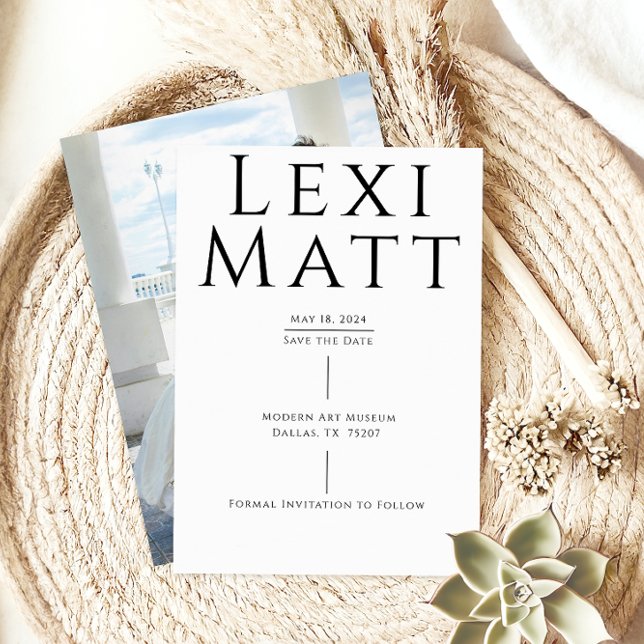 Save The Date Photo moderne en noir et blanc Enregistrer la date (Créateur téléchargé)