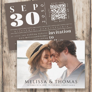 Save The Date Photo moderne Enregistrer la date Code QR Simple B