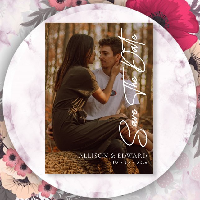 Save The Date Photo moderne Enregistrer la date | Script minimal (Modern Photo + Minimalist Script Save The Date
)
