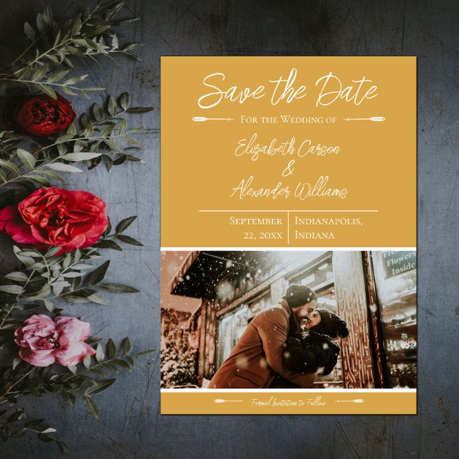 Save The Date Photo Moderne Faire Part de Date | Souci (Modern Photo Save the Date - Marigold)