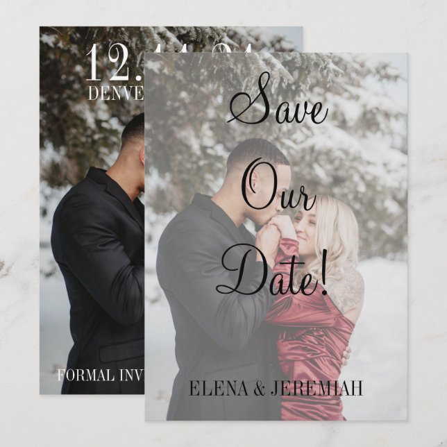 Save The Date Photo moderne Faux Vellum (Devant / Derrière)
