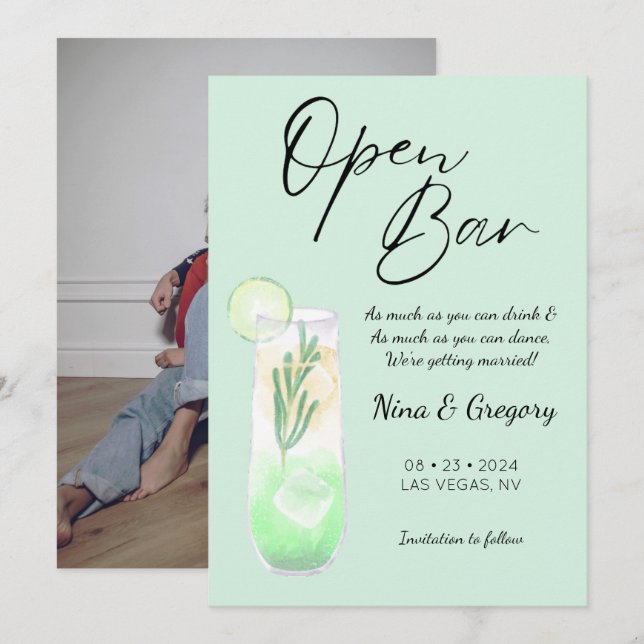 Save The Date Photo moderne Green Funny (Devant / Derrière)