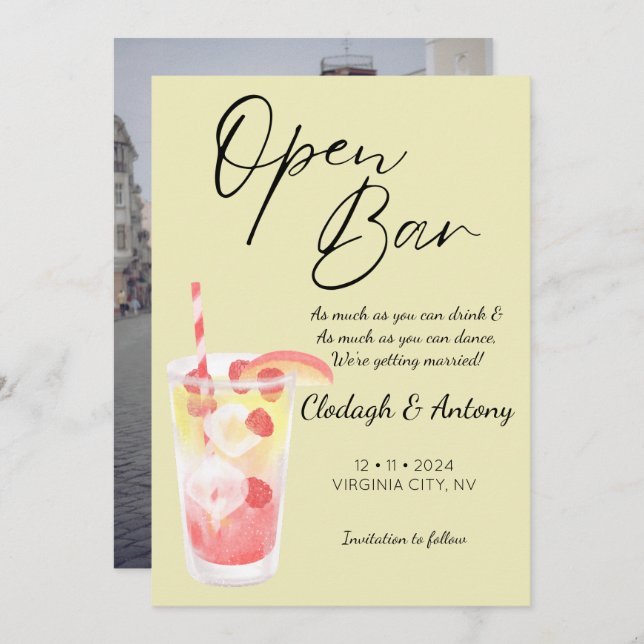 Save The Date Photo moderne Jaune amusante (Devant / Derrière)